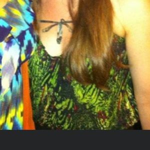 Free People Green Crepe Billowing Top